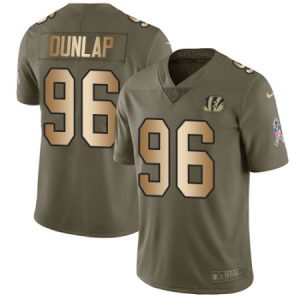 Authentic Men's Nike Cincinnati Bengals #96 Carlos Dunlap Limited Olive/Gold 2017 Salute to Service NFL Jersey