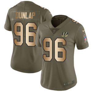 Cheap Women's Nike Cincinnati Bengals #96 Carlos Dunlap Limited Olive/Gold 2017 Salute to Service NFL Jersey