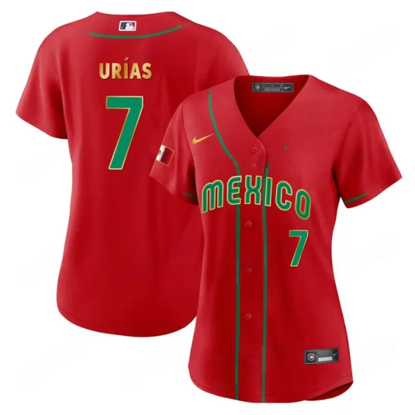 2025 WBC Mexico Baseball Jersey Red For Women Julio Urías 7