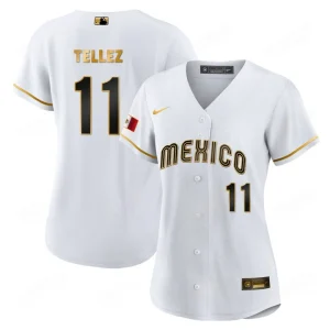 2025 WBC Mexico Baseball Jersey White For Women Rowdy Tellez 11