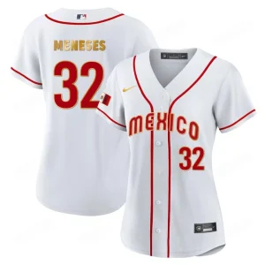 2025 Women’s WBC Mexico Baseball Jersey White Red Joey Meneses 32