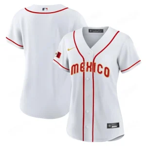 2025 Women’s WBC Mexico Baseball Jersey White Red Sale