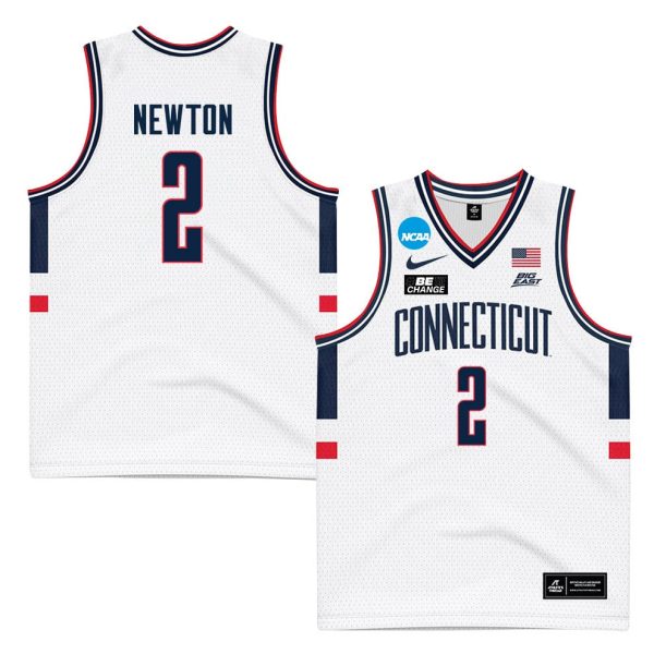 Cheap Tristen Newton 2 UConn Huskies 2024 Men's Basketball Jersey - White, Unisex Jersey