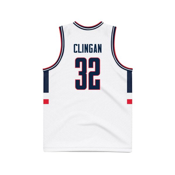 Cheap Donovan Clingan 32 UConn Huskies 2024 Men's Basketball Jersey - White, Unisex Jersey - Image 3