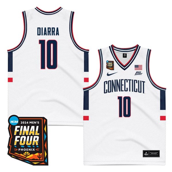 Cheap Hassan Diarra 10 UConn Huskies 2024 Final Four Patch Men's Basketball Jersey - Unisex Jersey