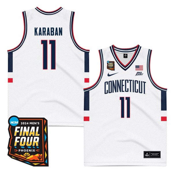 Cheap Alex Karaban 11 UConn Huskies 2024 Final Four Patch Men's Basketball Jersey - Unisex Jersey