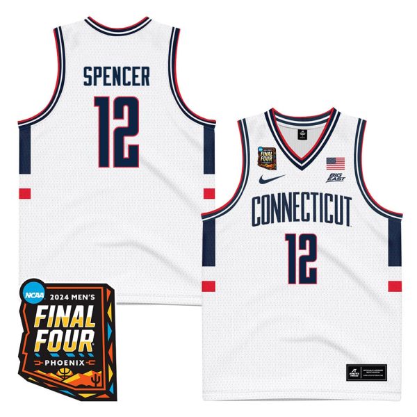 Cheap Cam Spencer 12 UConn Huskies 2024 Final Four Patch Men's Basketball Jersey - Unisex Jersey