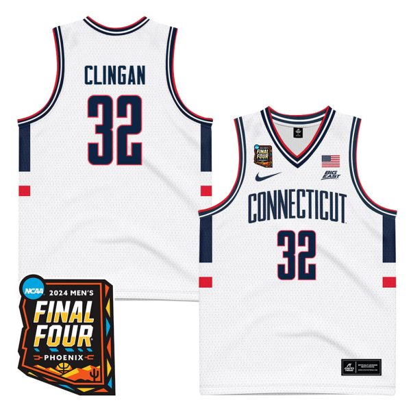 Cheap Cheap Donovan Clingan 32 UConn Huskies 2024 Final Four Patch Men's Basketball Jersey - Unisex Jersey