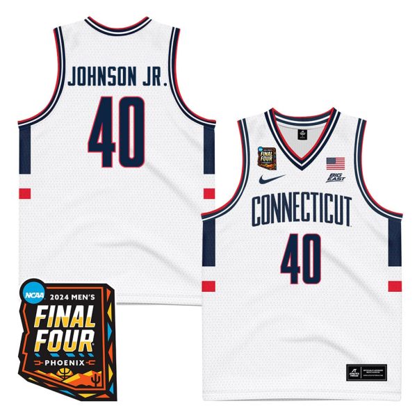 Cheap Andre Johnson Jr. 40 UConn Huskies 2024 Final Four Patch Men's Basketball Jersey - Unisex Jersey