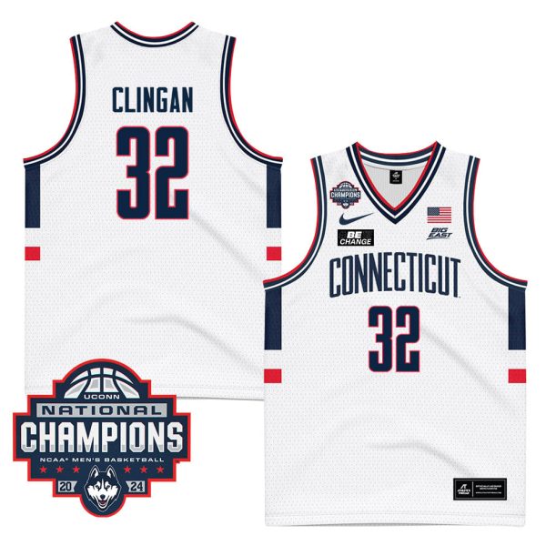 Donovan Clingan 32 UConn Huskies 2024 National Champions Patch Men's Basketball - Unisex Jersey