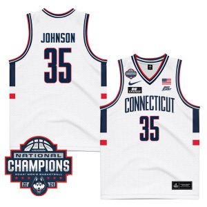 Samson Johnson 35 UConn Huskies 2024 National Champions Patch Men's Basketball - Unisex Jersey