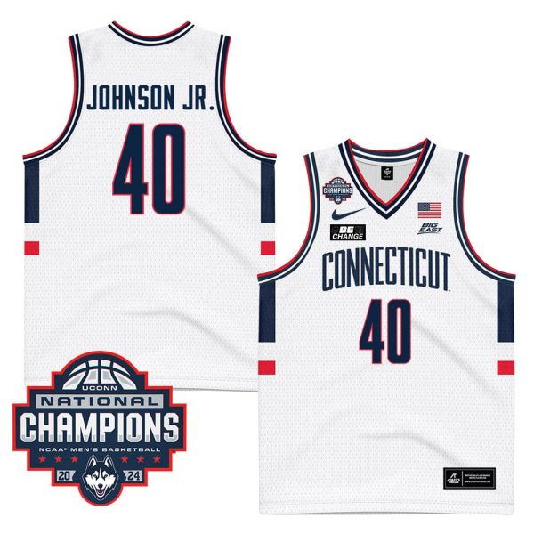 Andre Johnson Jr. 40 UConn Huskies 2024 National Champions Patch Men's Basketball - Unisex Jersey