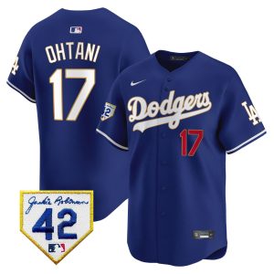 Shohei Ohtani 17 Los Angeles Dodgers 2024 Jackie Robinson Patch Men Jersey - Royal