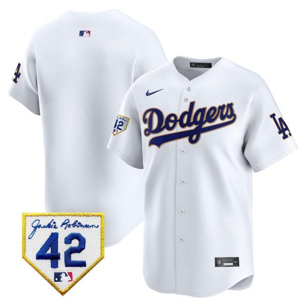 Los Angeles Dodgers 2024 Jackie Robinson Patch Men Jersey - White