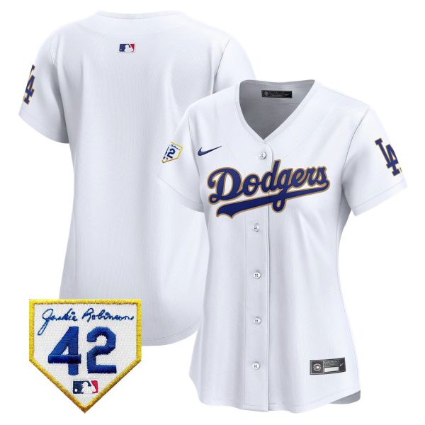 Los Angeles Dodgers 2024 Jackie Robinson Patch Women Jersey - White