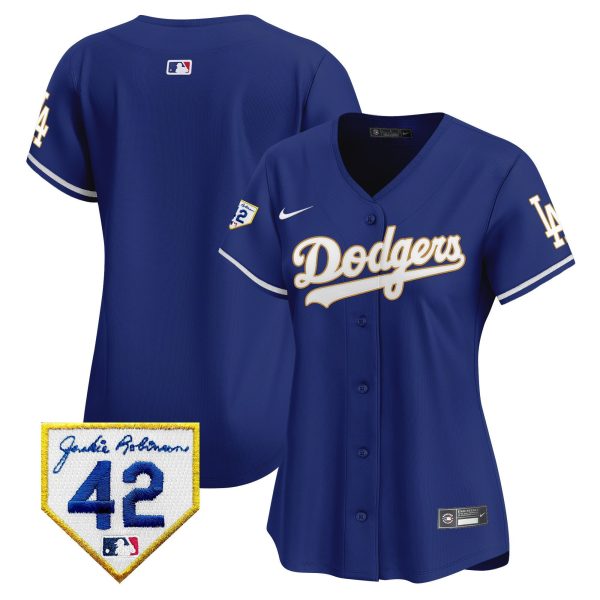 Los Angeles Dodgers 2024 Jackie Robinson Patch Women Jersey - Royal