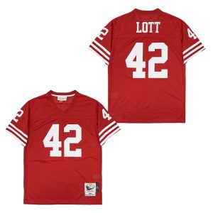 Ronnie Lott 42 San Francisco 49ers Throwback Red Men Jersey