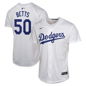 Mookie Betts 50 Los Angeles Dodgers Home Game Player YOUTH Jersey - White