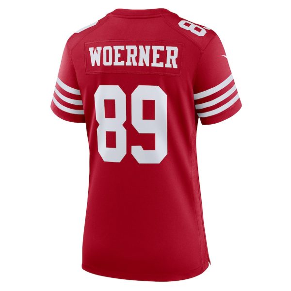 Charlie Woerner 89 San Francisco 49ers Women Game Jersey Scarlet - Image 3