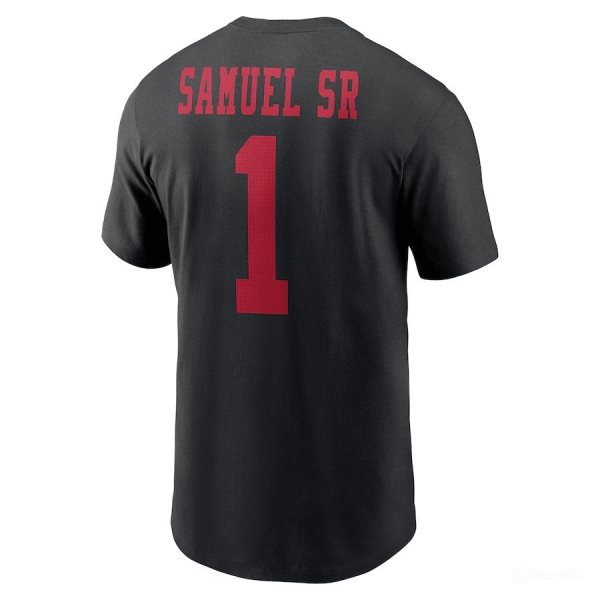 Deebo Samuel Sr 1 San Francisco 49ers Name & Number Black T-Shirt - Image 2