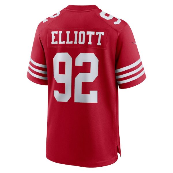 Jordan Elliott 92 San Francisco 49ers Team Game Men NFL Jersey Scarlet - Image 3