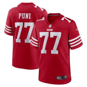 Dominick Puni 77 San Francisco 49ers Team Game Scarlet Men Jersey