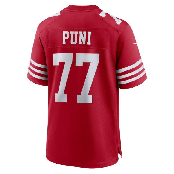 Dominick Puni 77 San Francisco 49ers Team Game Scarlet Men Jersey - Image 3