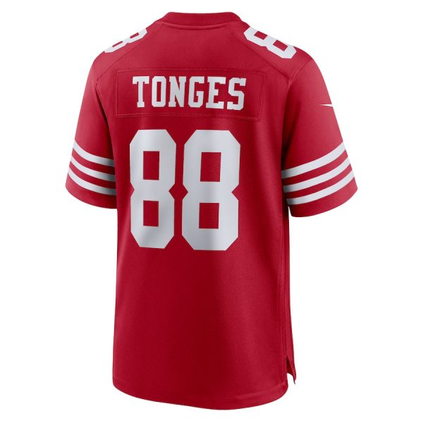 Jake Tonges 88 San Francisco 49ers Team Game Scarlet Men Jersey - Image 3