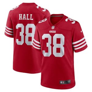 Kemon Hall 38 San Francisco 49ers Team Game Scarlet Men Jersey Sale