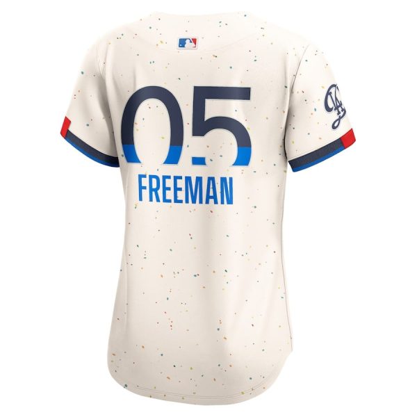 Freddie Freeman 5 Los Angeles Dodgers 2024 City Connect Limited Cream Women Jersey - Image 3