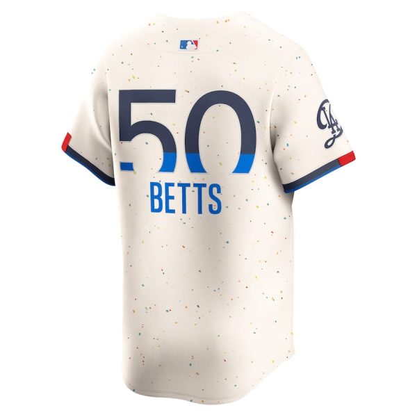 Mookie Betts 50 Los Angeles Dodgers 2024 City Connect Limited Cream Men Jersey - Image 3