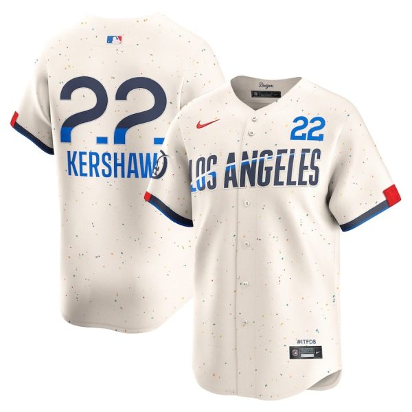 Clayton Kershaw 22 Los Angeles Dodgers 2024 City Connect Limited Cream Men Jersey