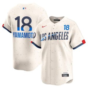 Yoshinobu Yamamoto 18 Los Angeles Dodgers 2024 City Connect Limited Cream Men Jersey