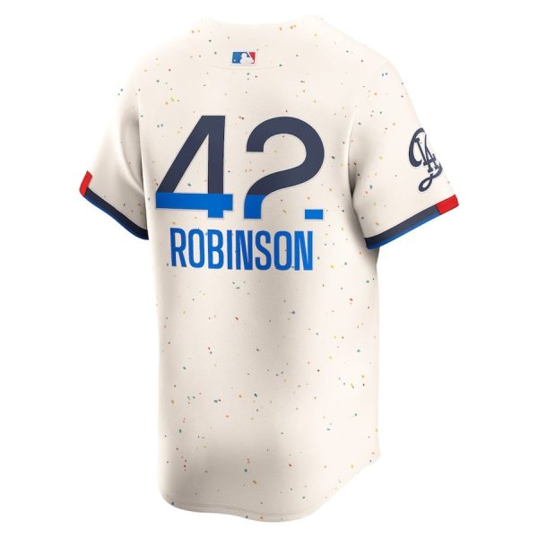 Jackie Robinson 42 Los Angeles Dodgers 2024 City Connect Limited Cream Men Jersey - Image 3