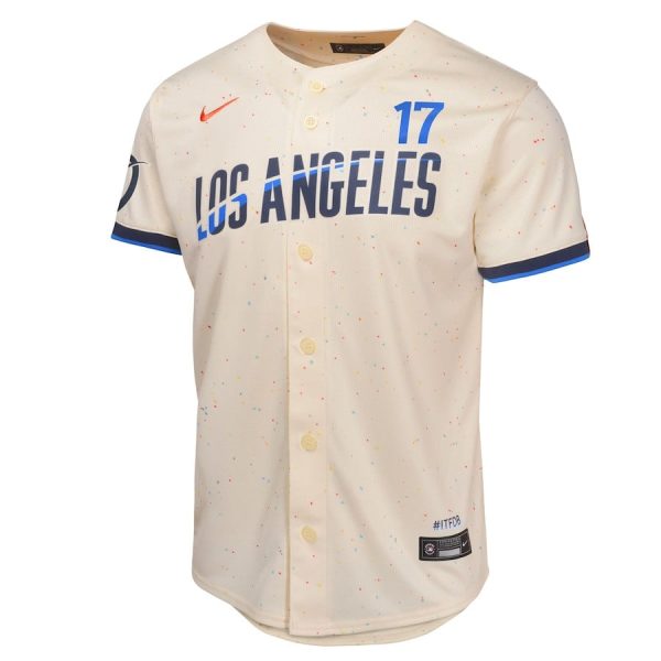 Shohei Ohtani 17 Los Angeles Dodgers 2024 City Connect Cream Limited Youth Jersey - Image 2