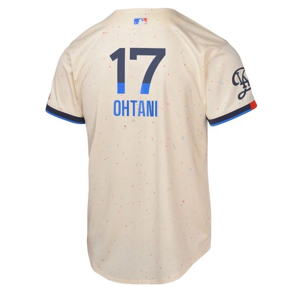 Shohei Ohtani 17 Los Angeles Dodgers 2024 City Connect Cream Limited Youth Jersey - Image 3