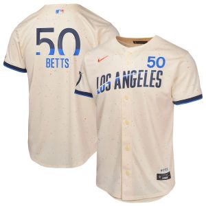 Mookie Betts 50 Los Angeles Dodgers 2024 City Connect Cream Limited Youth Jersey