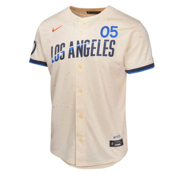 Freddie Freeman 5 Los Angeles Dodgers 2024 City Connect Cream Limited Youth Jersey - Image 2