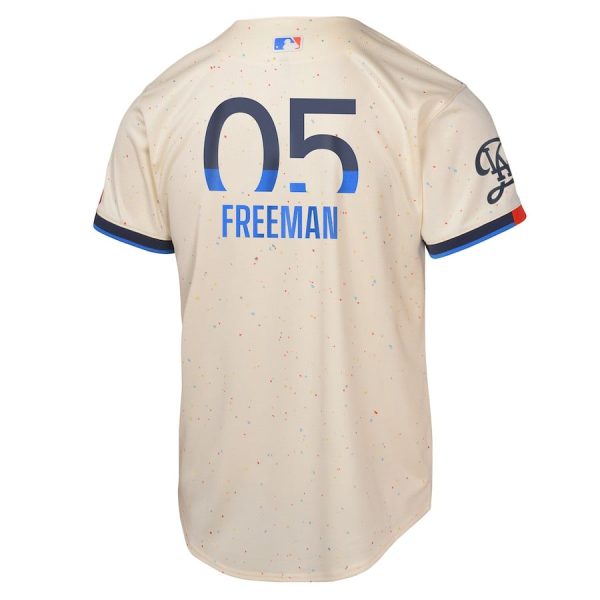 Freddie Freeman 5 Los Angeles Dodgers 2024 City Connect Cream Limited Youth Jersey - Image 3