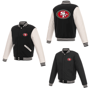 San Francisco 49ers Reversible Fleece Full-Snap Jacket - Men's Black