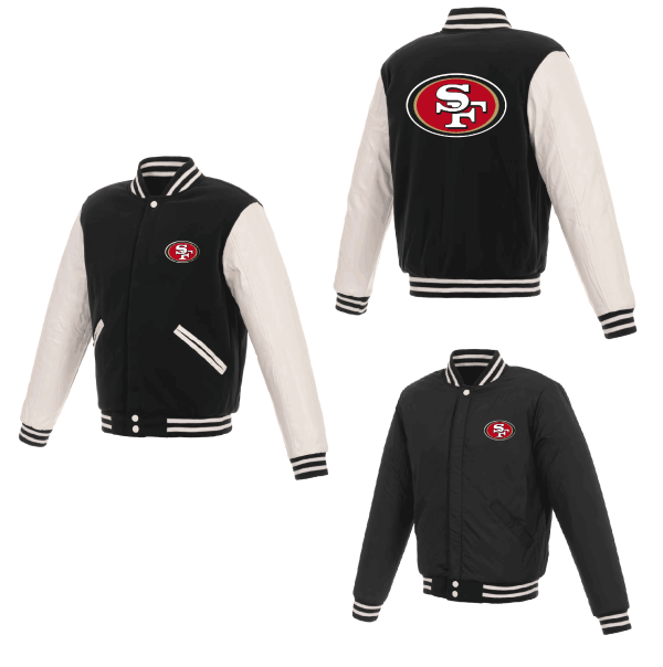 San Francisco 49ers Reversible Fleece Full-Snap Jacket - Men's Black