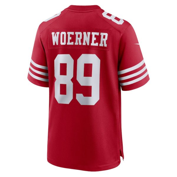 Charlie Woerner 89 San Francisco 49ers Game Scarlet Men Jersey - Image 3