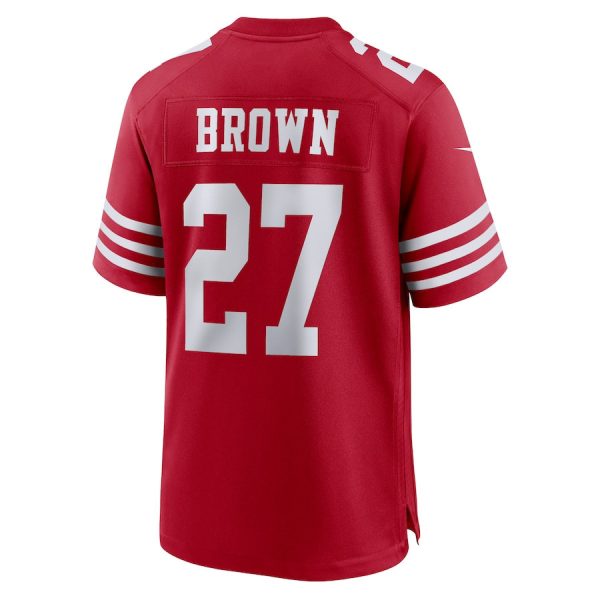 Ji'Ayir Brown 27 San Francisco 49ers Game Scarlet Men Jersey - Image 3