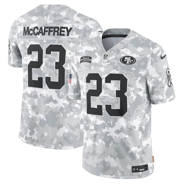 Christian McCaffrey 23 San Francisco 49ers 2024 Salute to Service Limited Arctic Camo Men Jersey