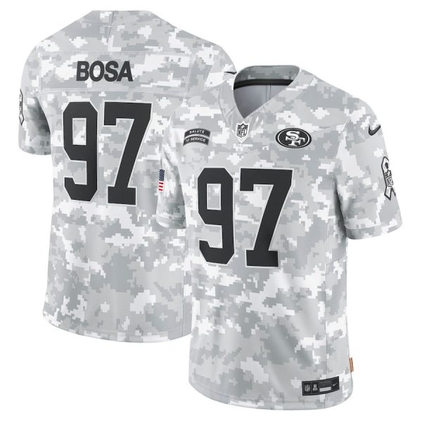 Nick Bosa 97 San Francisco 49ers 2024 Salute to Service Limited Arctic Camo Men Jersey