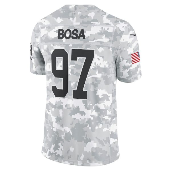 Nick Bosa 97 San Francisco 49ers 2024 Salute to Service Limited Arctic Camo Men Jersey - Image 3