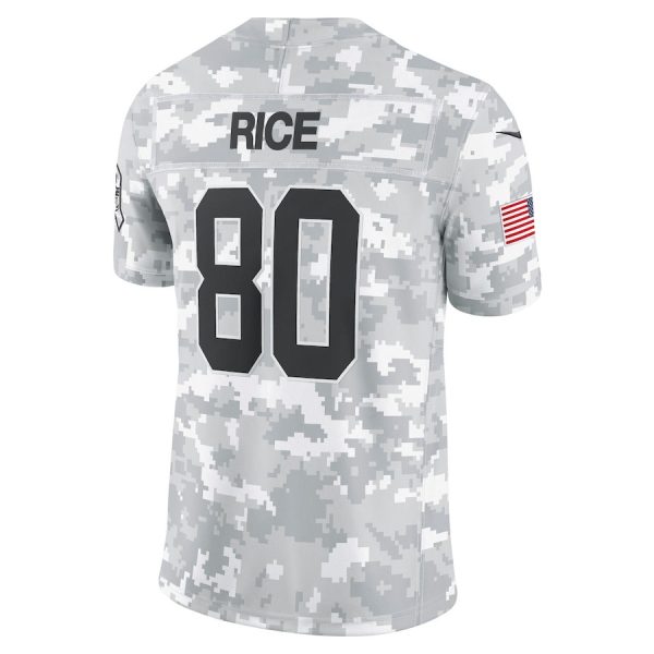 Jerry Rice 80 San Francisco 49ers 2024 Salute to Service Retired Player Limited Arctic Camo Men Jersey - Image 3