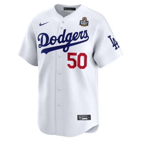 Mookie Betts 50 Los Angeles Dodgers 2024 World Series Home Limited Player White Men Jersey - Image 2