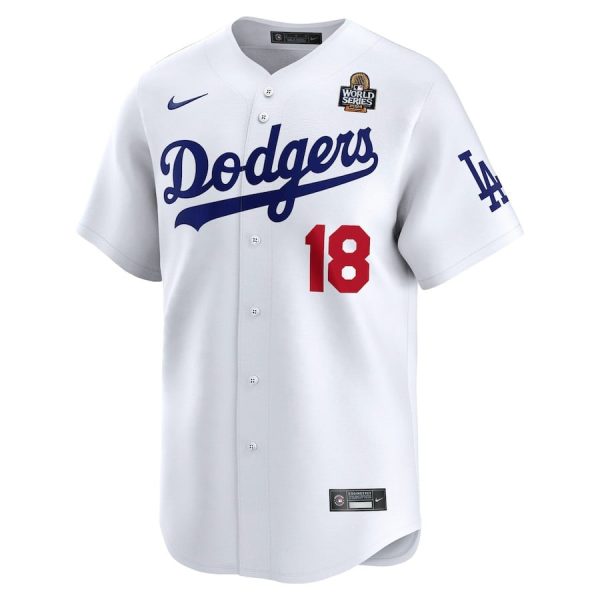 Yoshinobu Yamamoto 18 Los Angeles Dodgers 2024 World Series Home Limited Player Men Jersey - White - Image 2