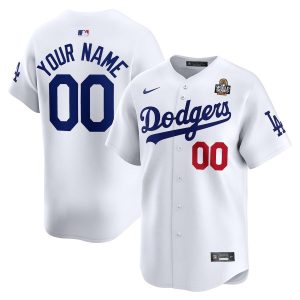 Los Angeles Dodgers 2024 World Series Home Custom Limited White Men Jersey